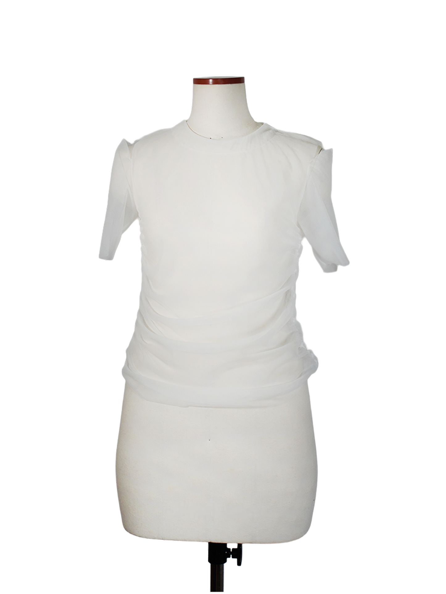 SHEER JERSEY HALF-SLEEVE TOP