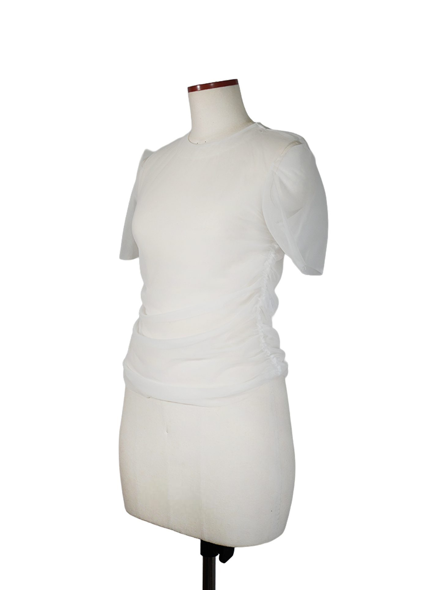 SHEER JERSEY HALF-SLEEVE TOP