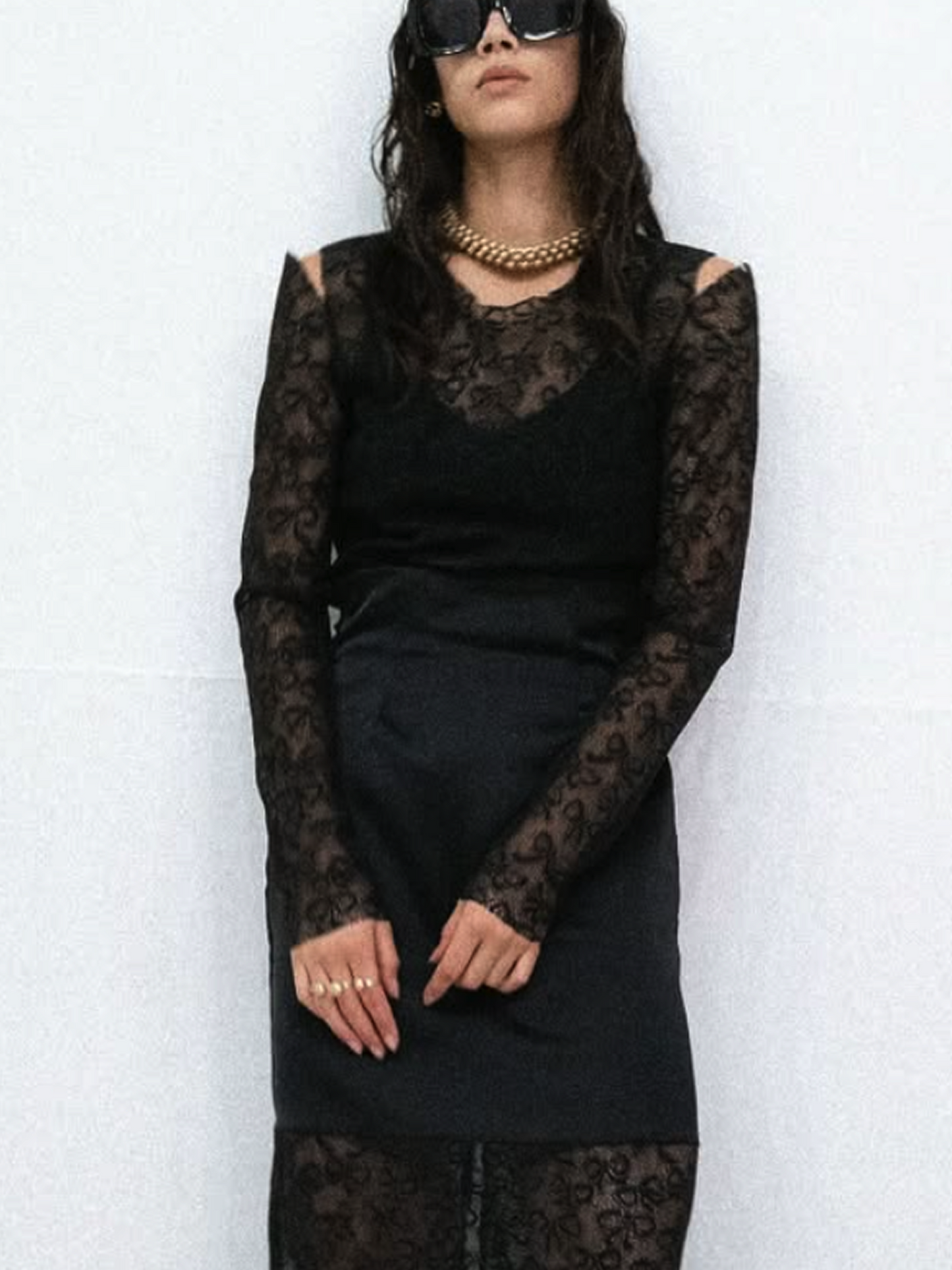 RIBBON PATTERN LACE TOP