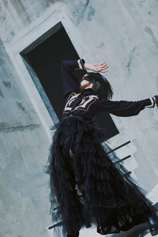 ink berry georgette／one-piece black