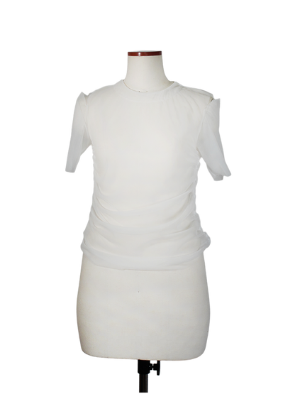 SHEER JERSEY HALF-SLEEVE TOP