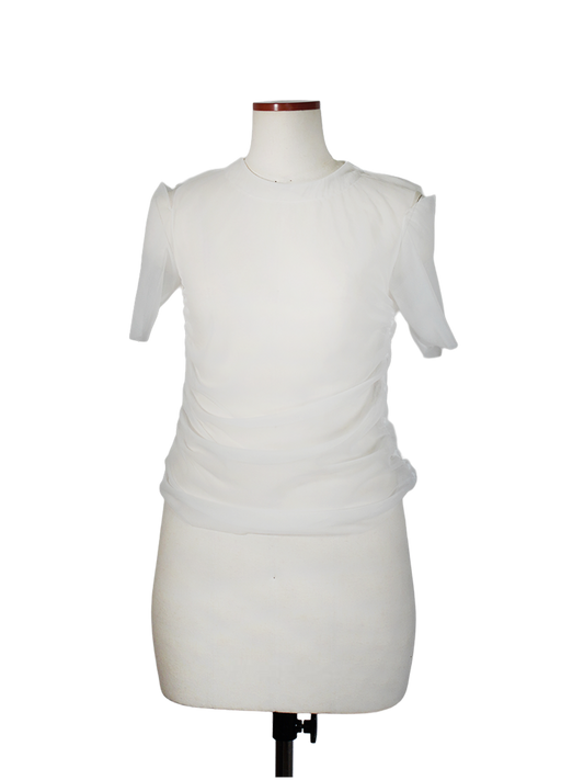 SHEER JERSEY HALF-SLEEVE TOP