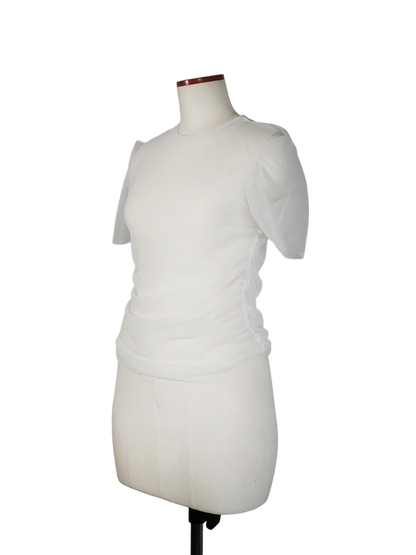 SHEER JERSEY HALF-SLEEVE TOP