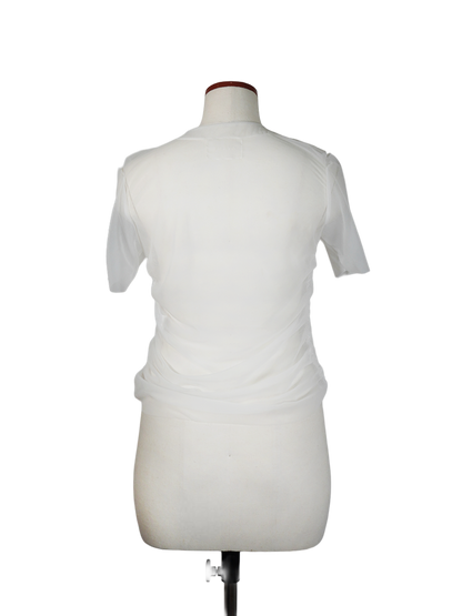 SHEER JERSEY HALF-SLEEVE TOP
