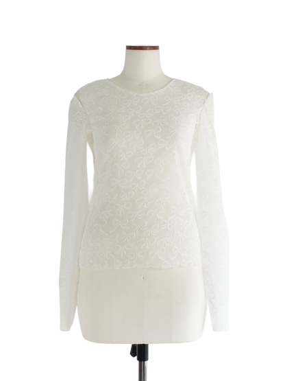 RIBBON PATTERN LACE TOP
