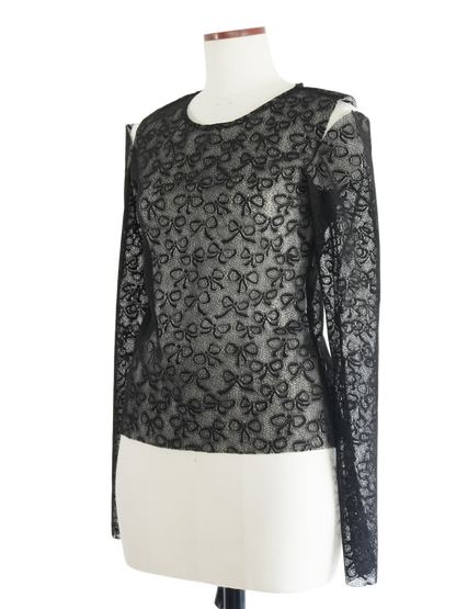 RIBBON PATTERN LACE TOP