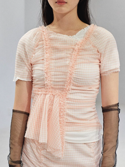SHORT SLEEVE GATHERED TOP