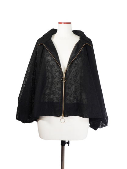 BOW PATTERN LACE A-LINE BLOUSON