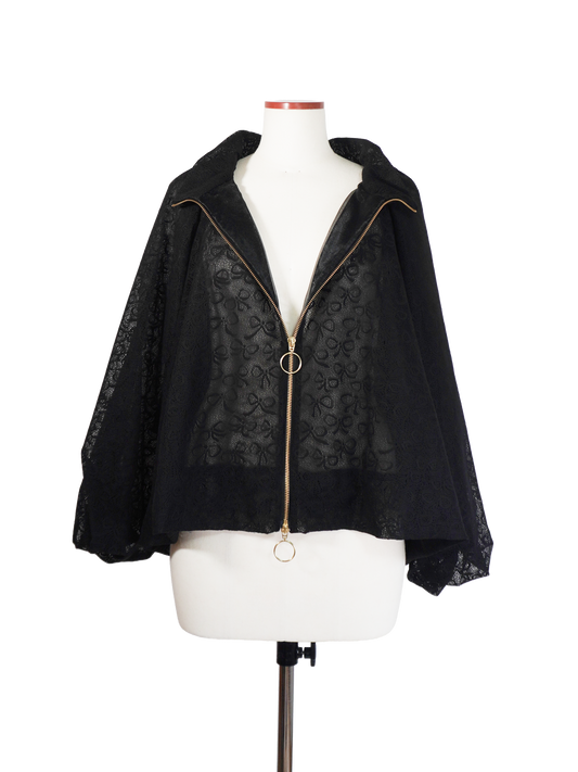BOW PATTERN LACE A-LINE BLOUSON