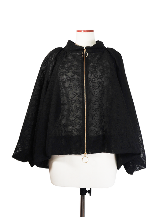 BOW PATTERN LACE A-LINE BLOUSON