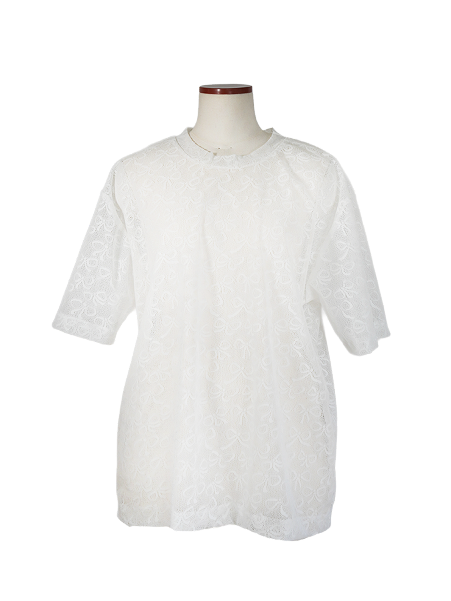 RIBBON PATTERN LACE OVER SIZE T-SHIRT