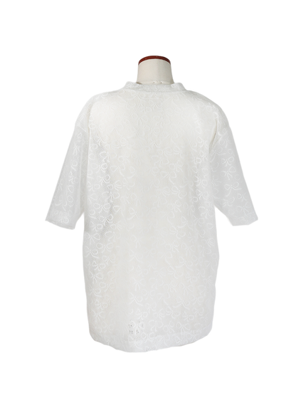 RIBBON PATTERN LACE OVER SIZE T-SHIRT