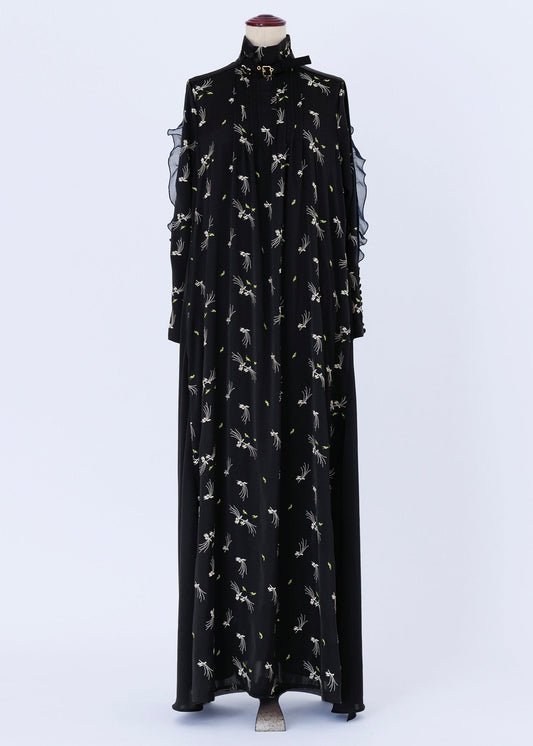 yeux de chat satin／one-piece black(× navy)